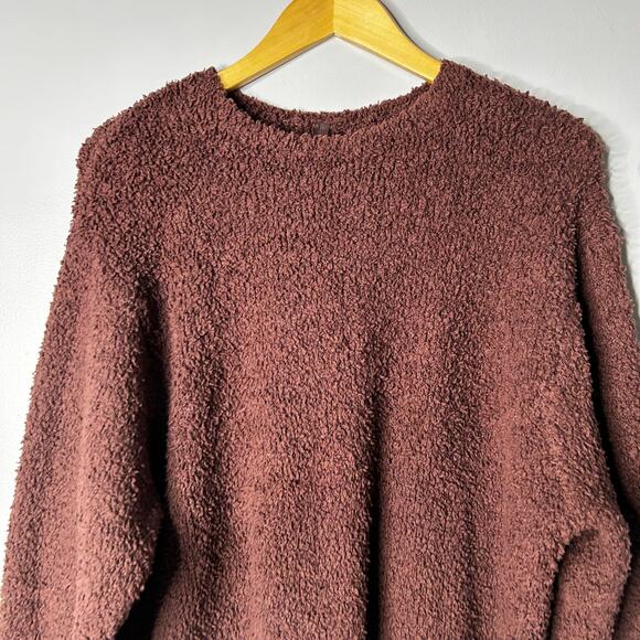 Skims Cozy Knit Pullover Womens Medium Mocha Brown Lounge Crewneck Teddie Soft - Picture 2 of 7